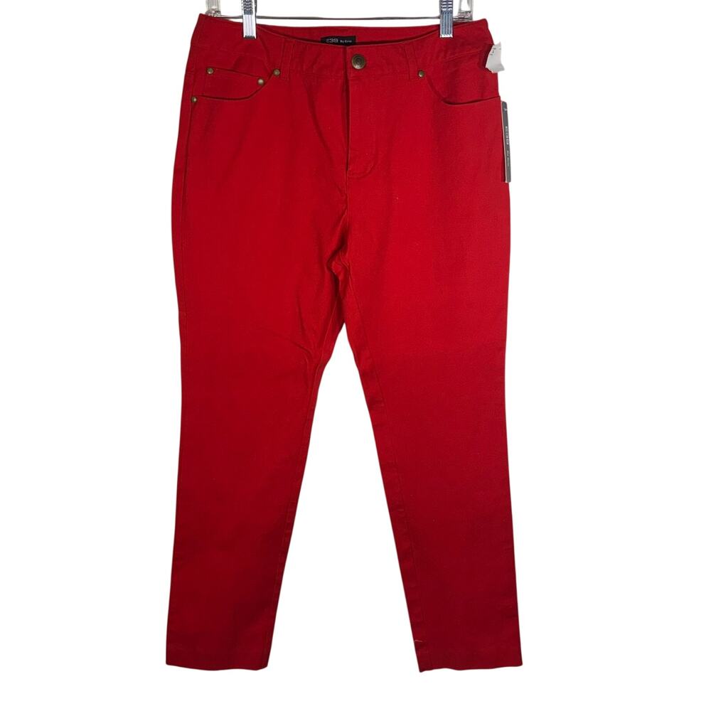 E39 By Eric Womens Size 10 Red Skinny Pants NWT Stretch Straight Leg Holiday